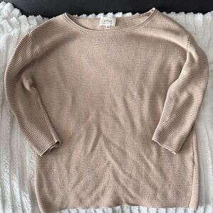 Wilfred Beige Quarter Sleeve Ribbed Top